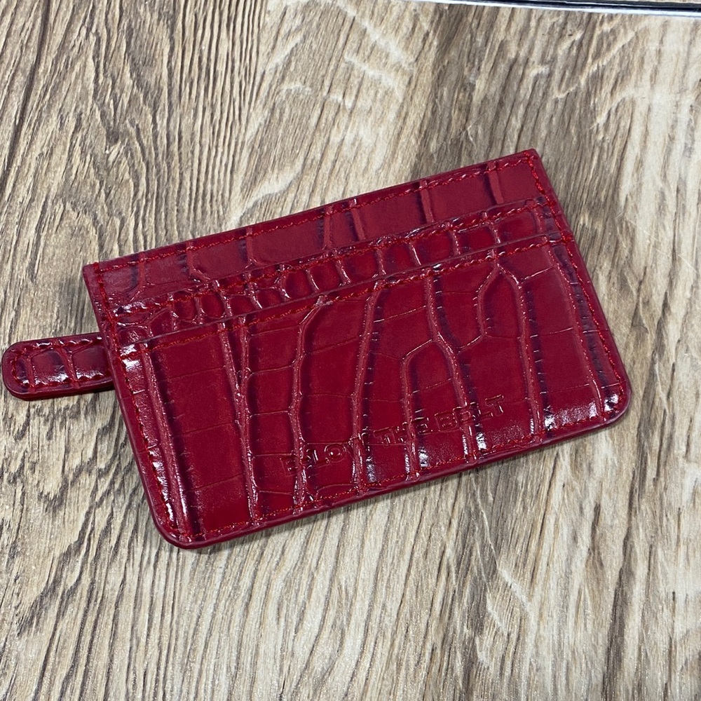 B-Low The Belt Red Croc Embossed Card Holder Wallet